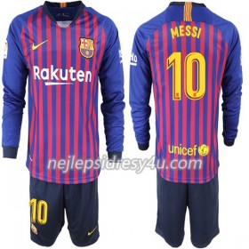 Fotbalový Dres FC Barcelona Messi 10 Dětské Domácí 2018/19 Dlouhý Rukáv